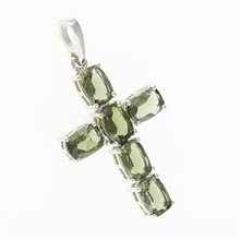 Ciondolo in argento con Moldaviti - croce 158