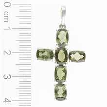 Ciondolo in argento con Moldaviti - croce 158