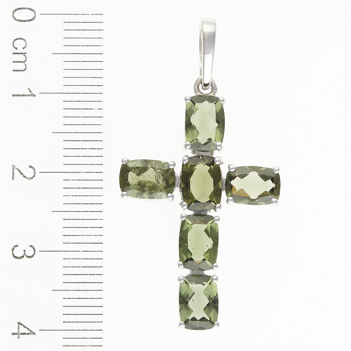 Silver pendant with moldavites - cross 158