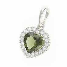 Silver pendant with moldavite and cubic zirconia 198Z