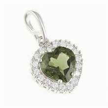 Silver pendant with moldavite and cubic zirconia 198Z