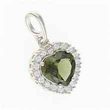 Silver pendant with moldavite and cubic zirconia 198Z
