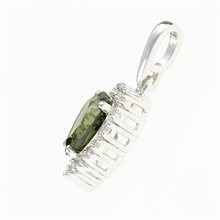 Silver pendant with moldavite and cubic zirconia 198Z
