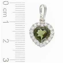 Silver pendant with moldavite and cubic zirconia 198Z