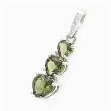 Silver pendant with moldavite and cubic zirconia - heart 228Z