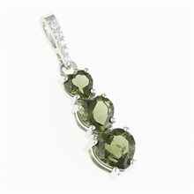 Silver pendant with moldavite and cubic zirconia - heart 228Z
