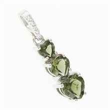 Silver pendant with moldavite and cubic zirconia - heart 228Z
