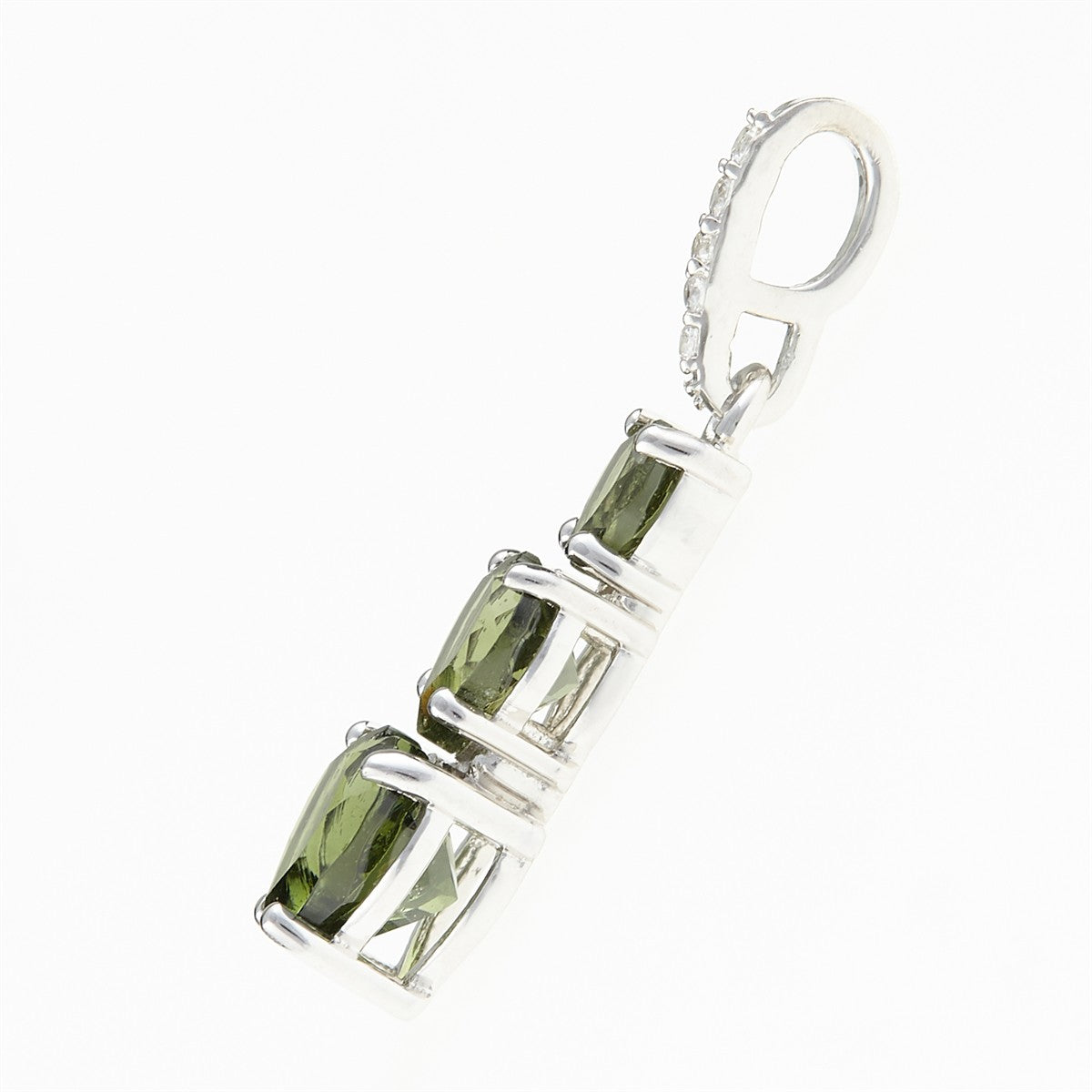 Silver pendant with moldavite and cubic zirconia - heart 228Z