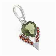 Silver pendant with moldavite and garnets 265G