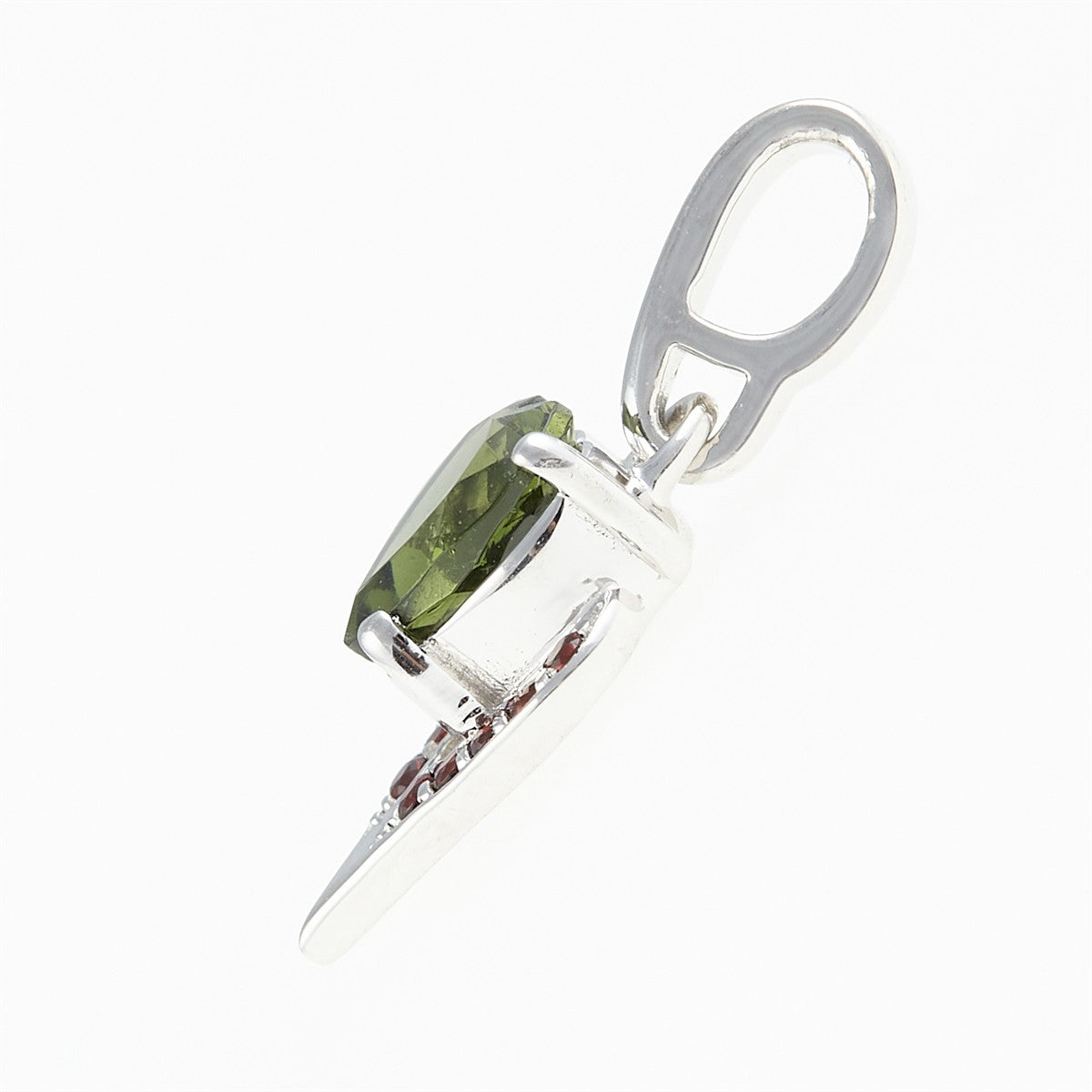Silver pendant with moldavite and garnets 265G