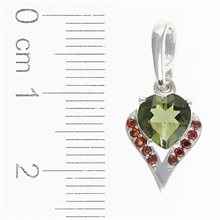 Silver pendant with moldavite and garnets 265G