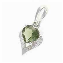 Silver pendant with moldavite and cubic zirconia 265Z
