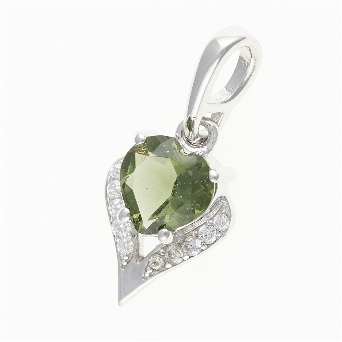 Silver pendant with moldavite and cubic zirconia 265Z