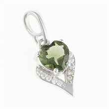 Silver pendant with moldavite and cubic zirconia 265Z