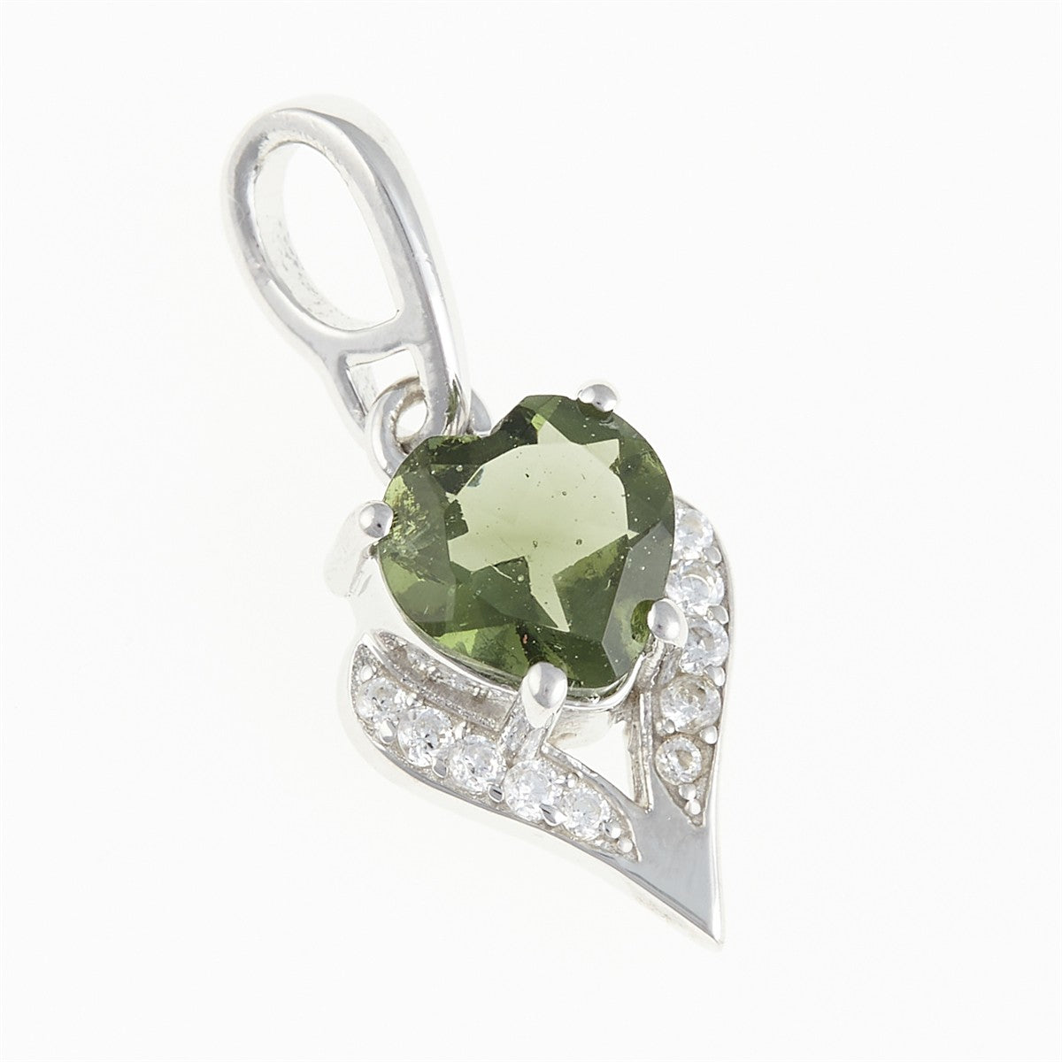 Silver pendant with moldavite and cubic zirconia 265Z