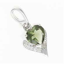 Silver pendant with moldavite and cubic zirconia 265Z