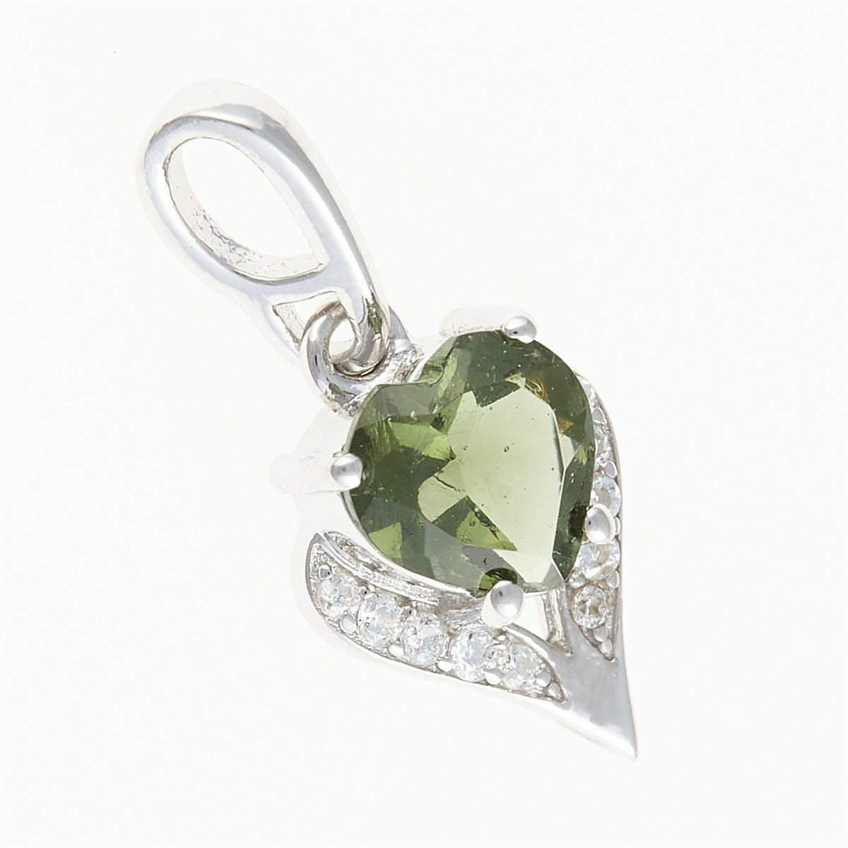Silver pendant with moldavite and cubic zirconia 265Z