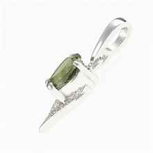 Silver pendant with moldavite and cubic zirconia 265Z