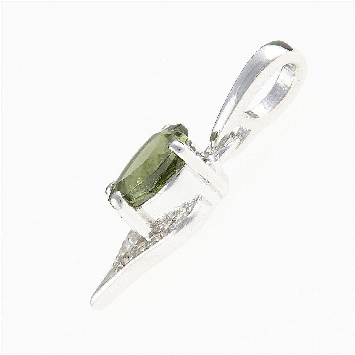Silver pendant with moldavite and cubic zirconia 265Z
