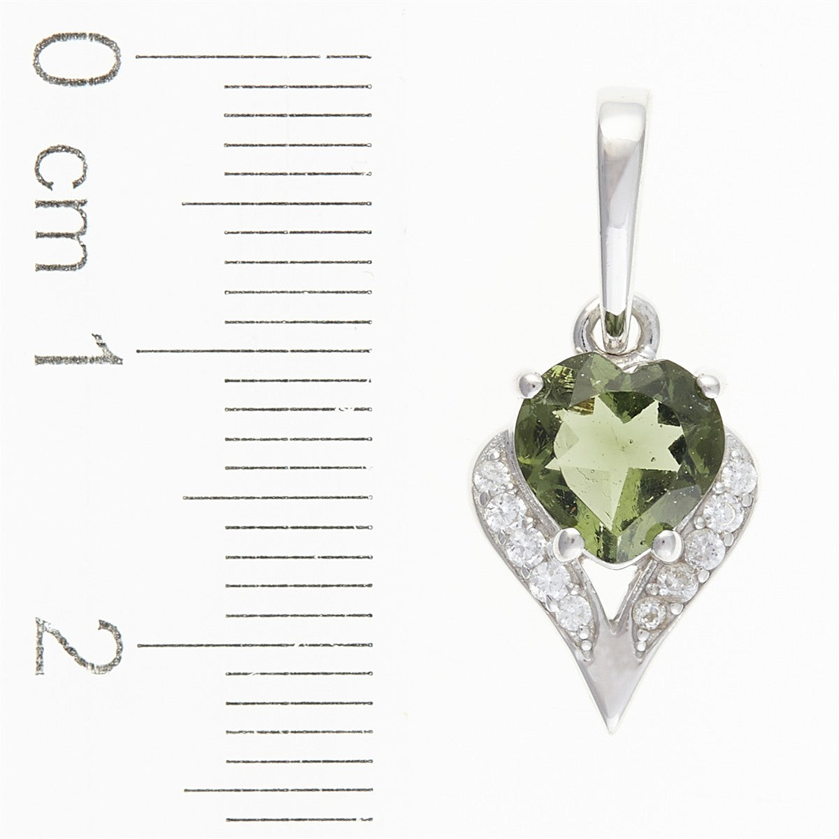 Silver pendant with moldavite and cubic zirconia 265Z
