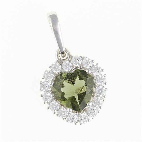 Ciondolo in argento con moldavite e zirconi 274Z