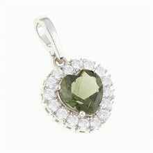 Ciondolo in argento con moldavite e zirconi 274Z