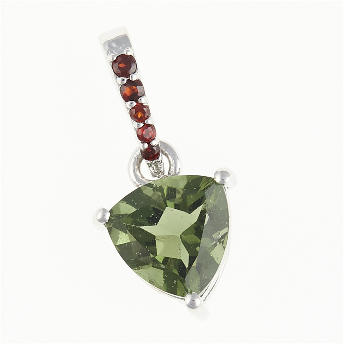 Silver pendant with moldavite and garnets 283G