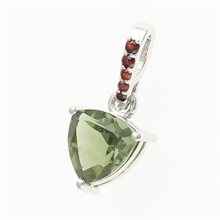 Silver pendant with moldavite and garnets 283G