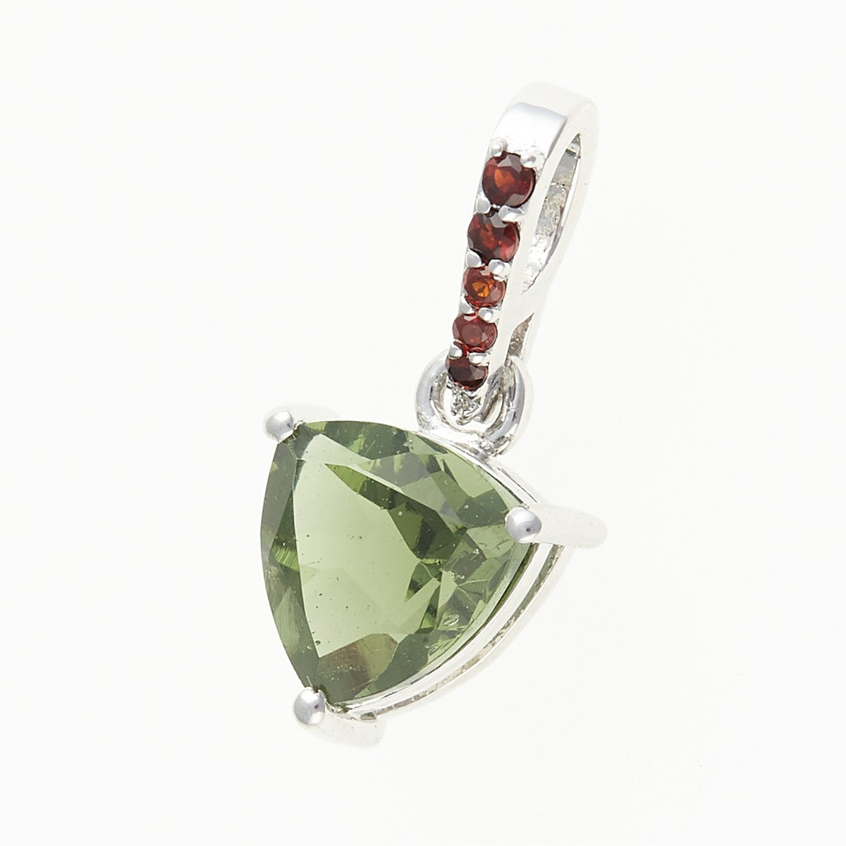 Silver pendant with moldavite and garnets 283G