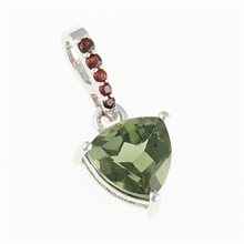 Silver pendant with moldavite and garnets 283G