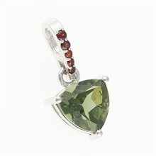 Silver pendant with moldavite and garnets 283G