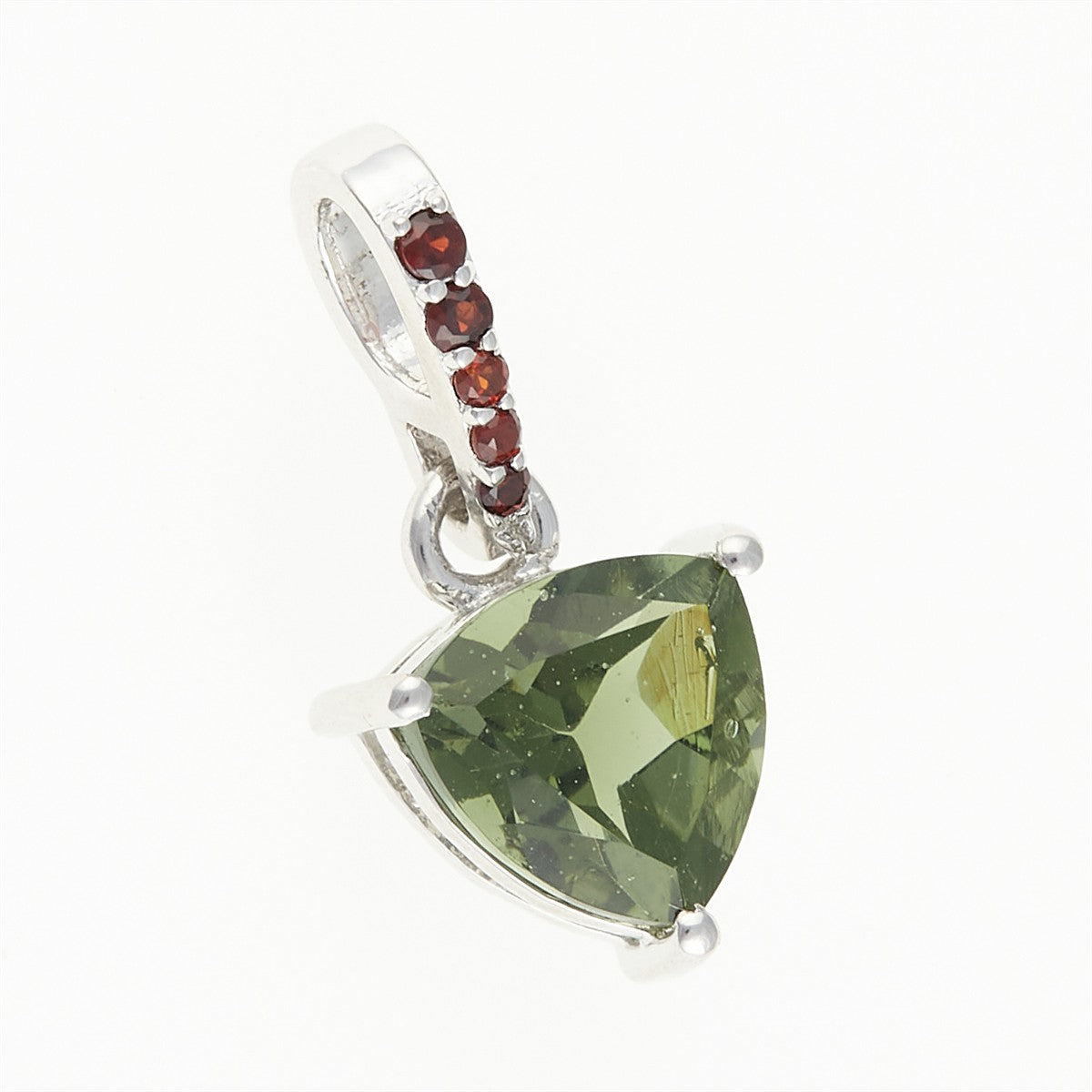 Silver pendant with moldavite and garnets 283G
