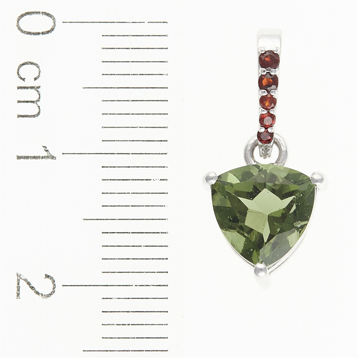 Silver pendant with moldavite and garnets 283G