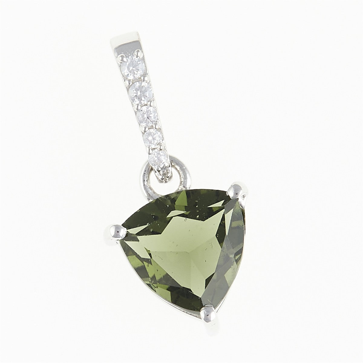 Silver pendant with moldavite and cubic zirconia 283Z