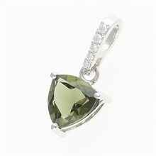 Silver pendant with moldavite and cubic zirconia 283Z