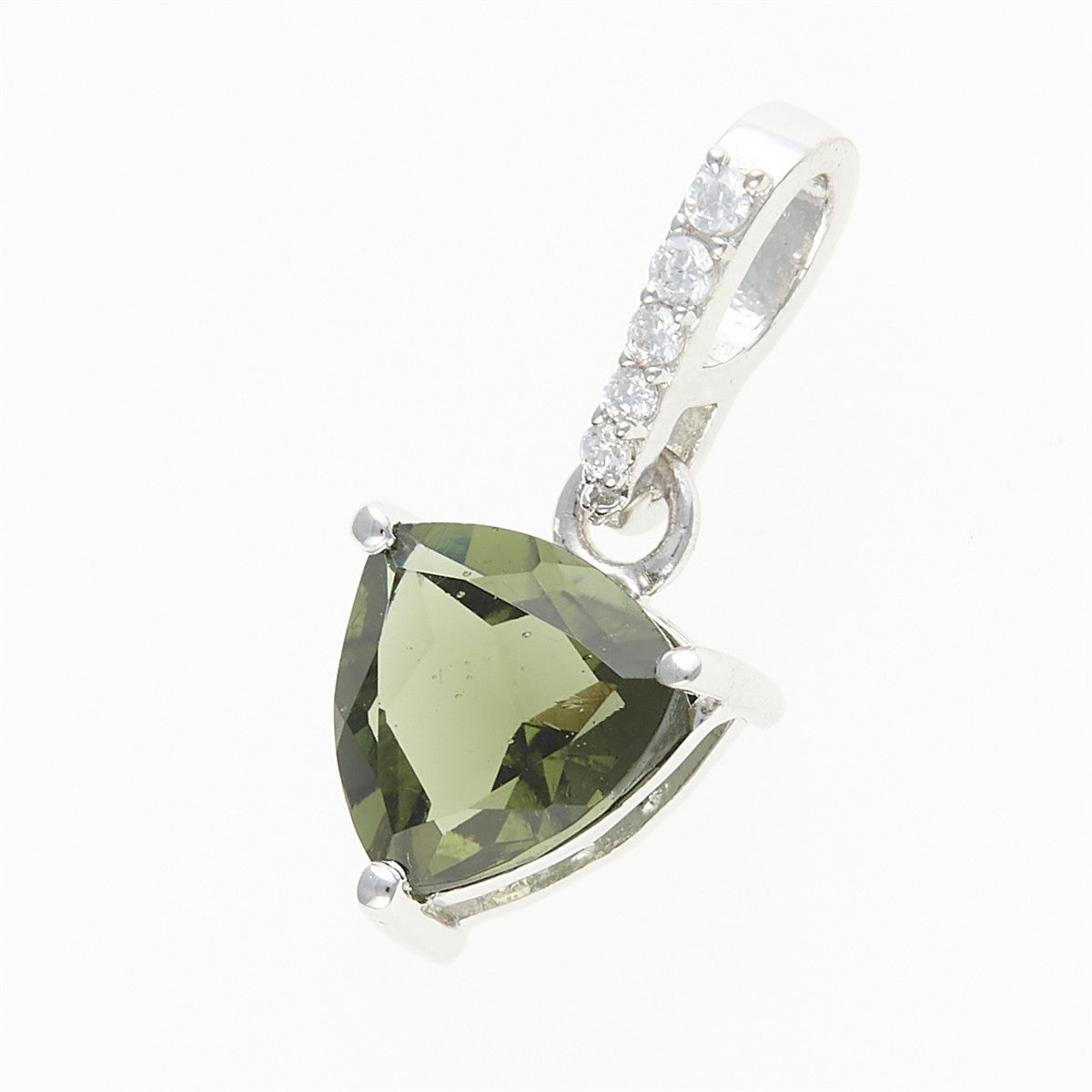 Silver pendant with moldavite and cubic zirconia 283Z