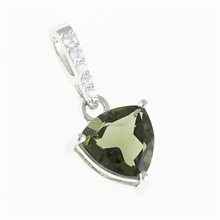 Silver pendant with moldavite and cubic zirconia 283Z