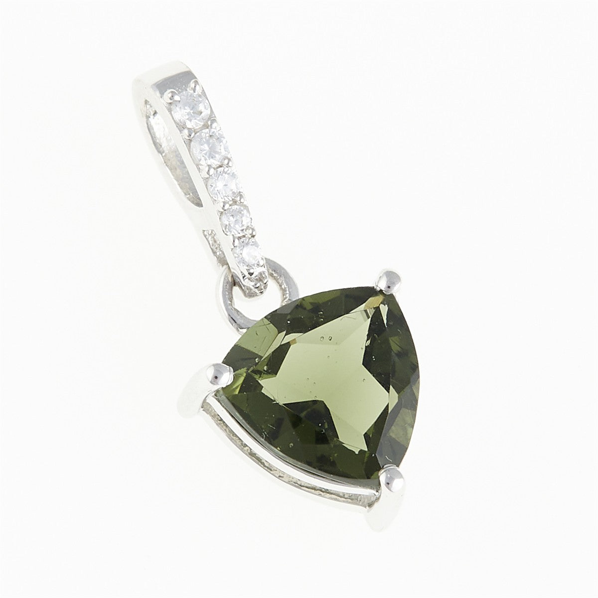 Silver pendant with moldavite and cubic zirconia 283Z