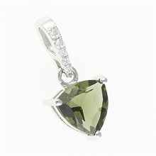 Silver pendant with moldavite and cubic zirconia 283Z