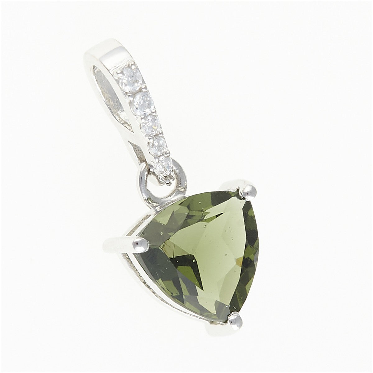 Silver pendant with moldavite and cubic zirconia 283Z