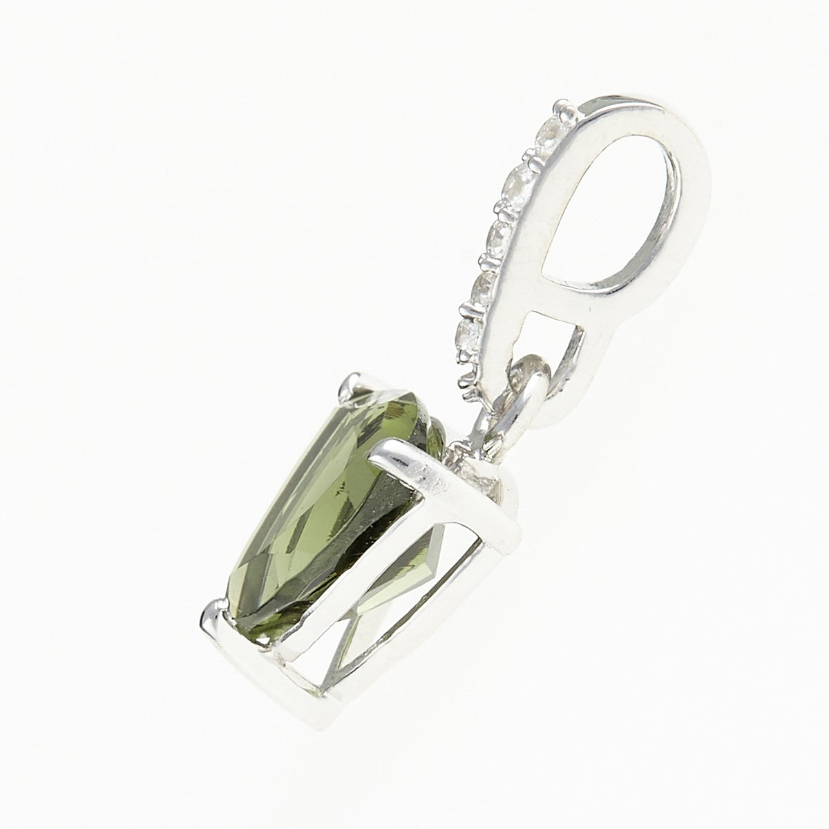 Silver pendant with moldavite and cubic zirconia 283Z