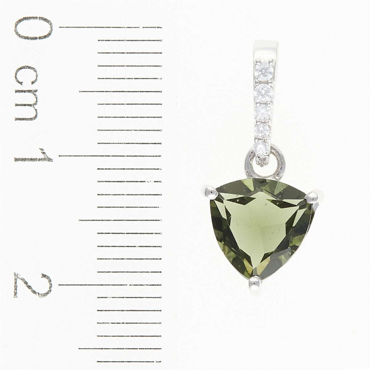 Silver pendant with moldavite and cubic zirconia 283Z