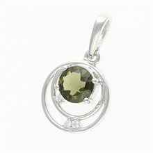 Silver pendant with moldavite and cubic zirconia 305Z