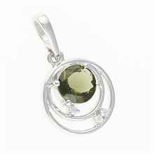 Silver pendant with moldavite and cubic zirconia 305Z
