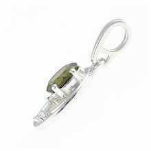 Silver pendant with moldavite and cubic zirconia 305Z