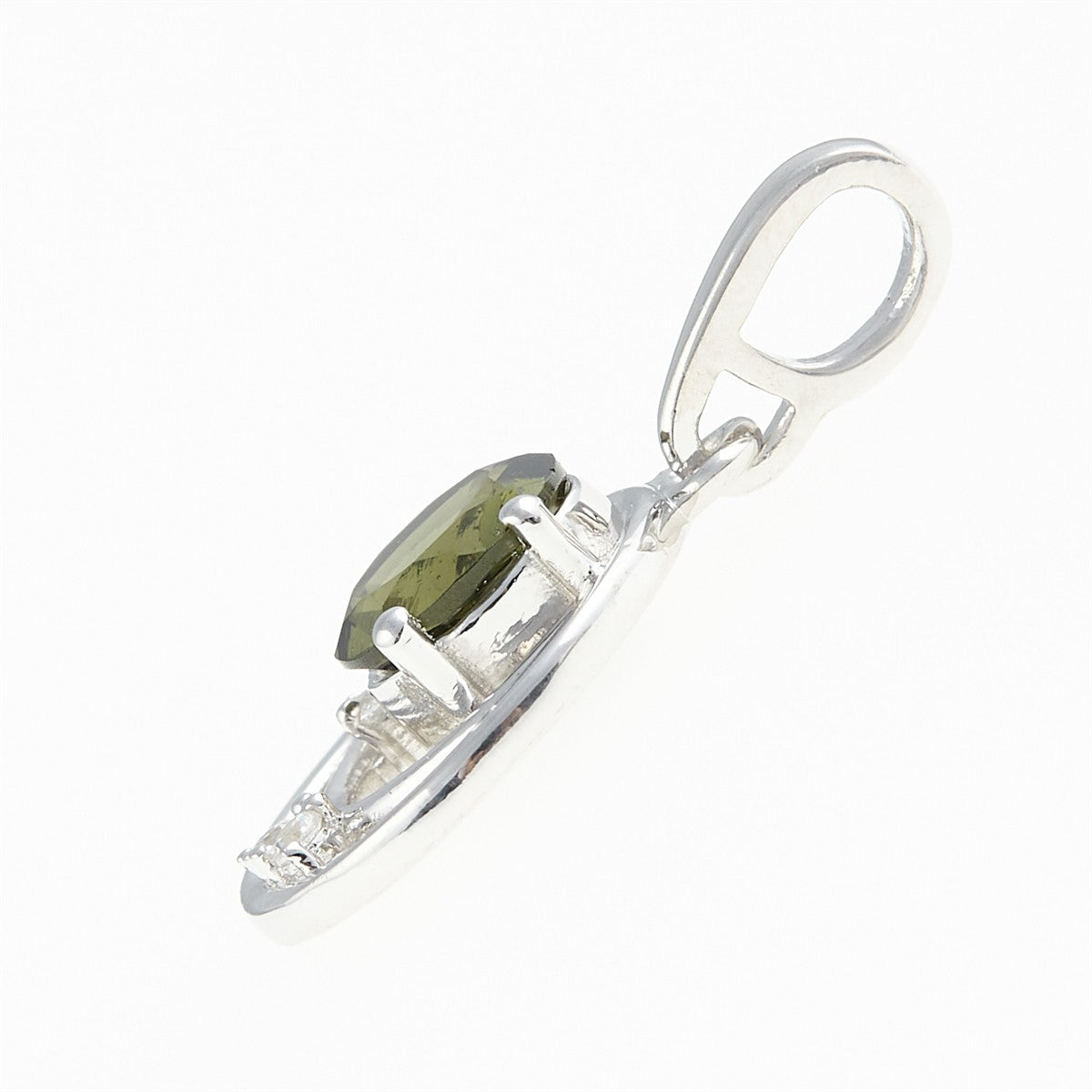 Silver pendant with moldavite and cubic zirconia 305Z