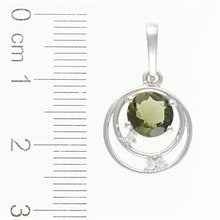 Silver pendant with moldavite and cubic zirconia 305Z