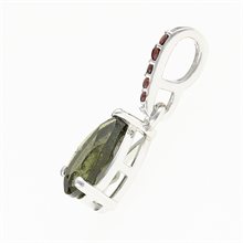 Silver pendant with moldavite and garnets 328G