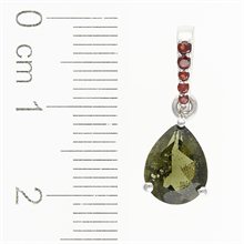 Silver pendant with moldavite and garnets 328G