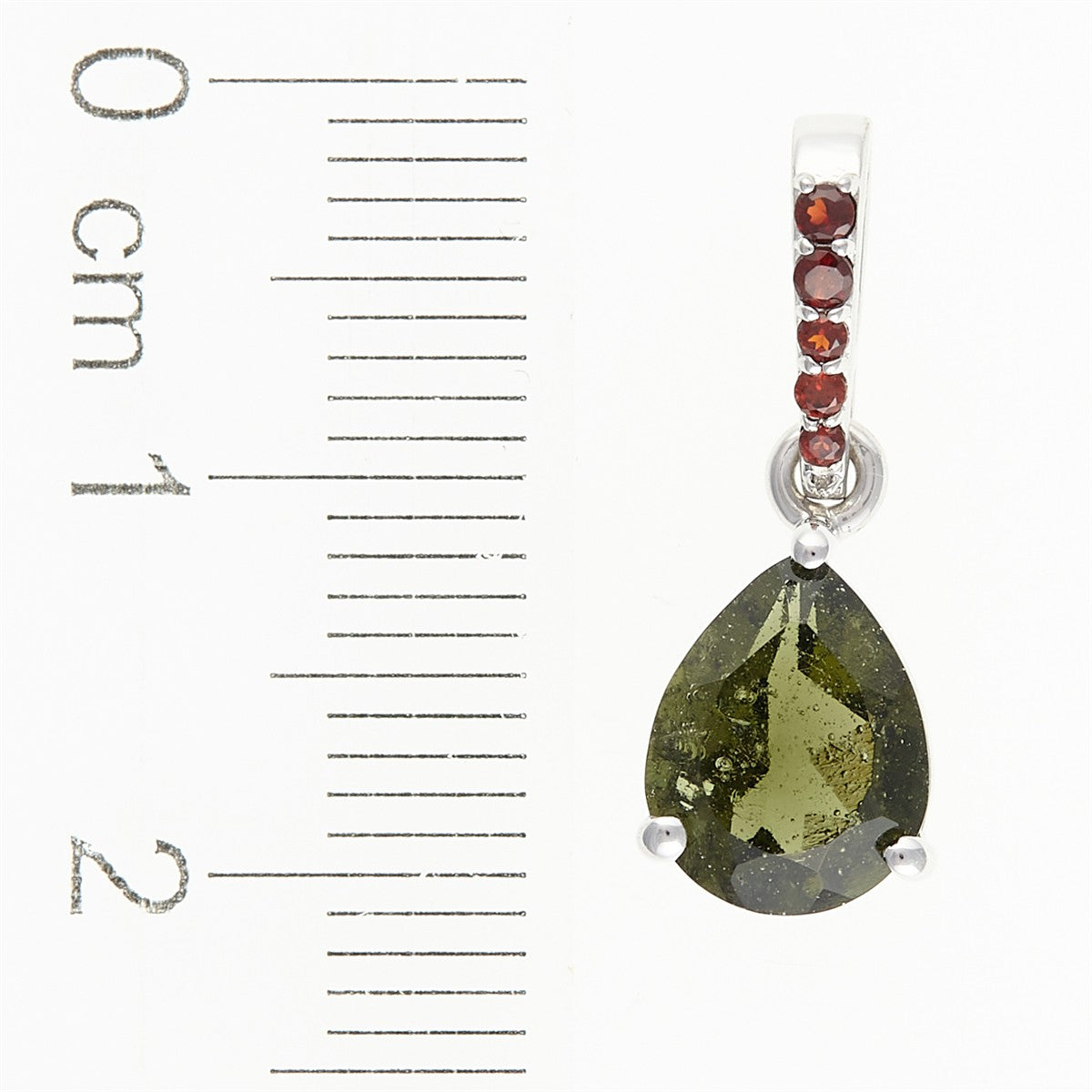 Silver pendant with moldavite and garnets 328G